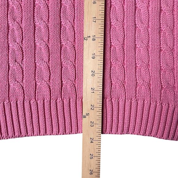 A | Line Anne Klein Sport Cable Knit Sweater XL Pink Crew Neck Pullover Preppy - Picture 5 of 5
